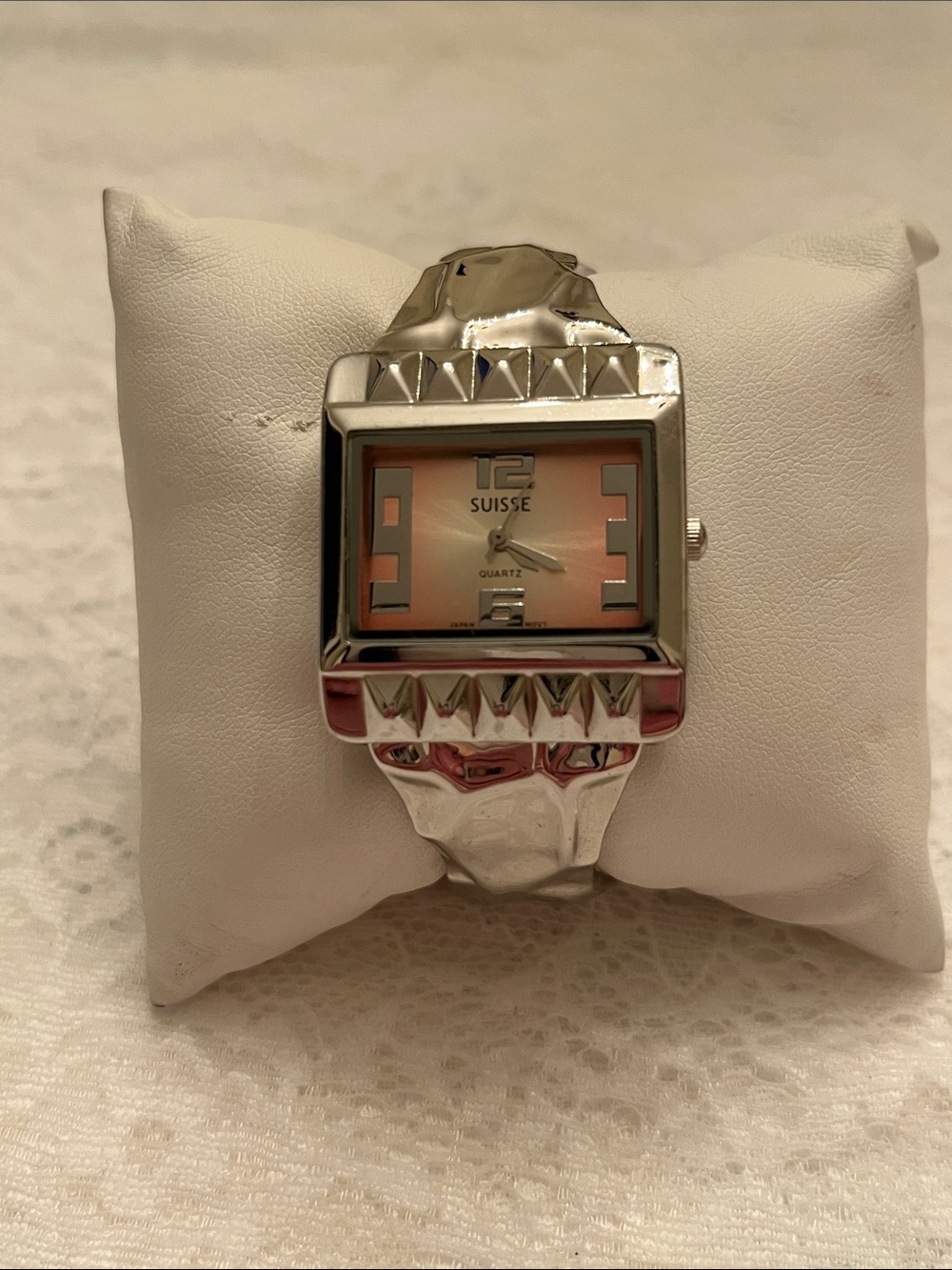 Suisse Women's Silver Bracelet Watch with Peach Dial